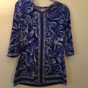 Small Blue Swirly Tunic Shirt Dress